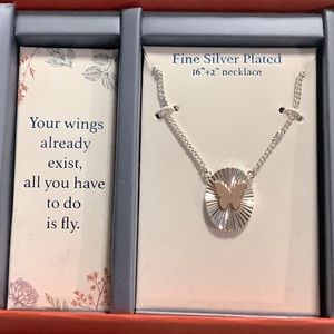 Silver Plated Two-Tone Butterfly Pendant Necklace